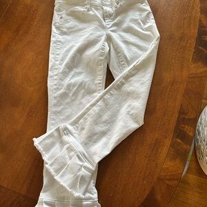 White Ruffle bottom jeans